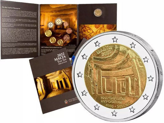 Coffret de pièces en euros Malte comprenant une pièce commémorative de 2 euros 2022