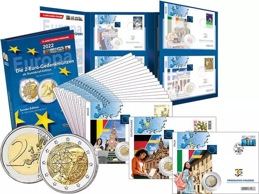 19 x 2 Euro Numisbrief Édition conjointe 35 ans du programme Erasmus 2022