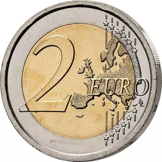 Pièce de 2 euros en circulation, armoiries du Vatican, pape François