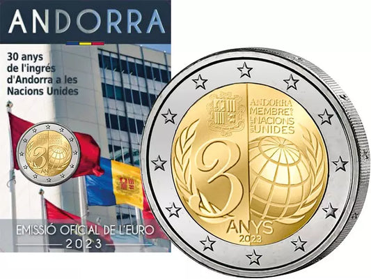 2 euros Andorre 30 ans d'adhésion à l'ONU 2023 sous blister