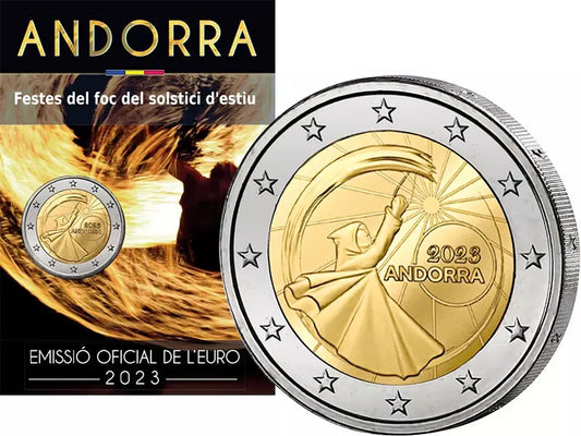 2 euros Festival du solstice d'été d'Andorre 2023 sous blister