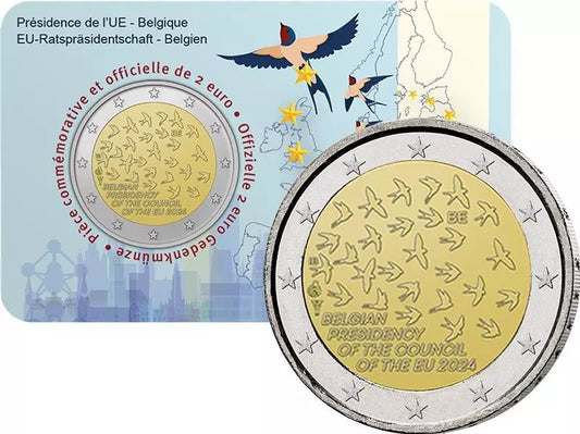 Pièce de 2 euros pour la présidence belge du Conseil de l'UE 2024, dans la langue de notre choix.