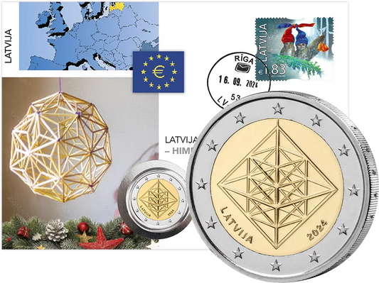 2 Euro Lettre Numismatique Lettonie Artisanat Letton Himmeli - Puzuris 2024
