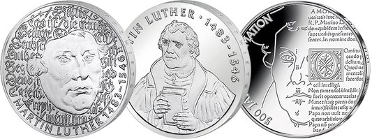 Coffret d'épargne de 5 DM, 20 marks et 20 euros, Allemagne de l'Ouest et de l'Est, Martin Luther, 1983 et 2017