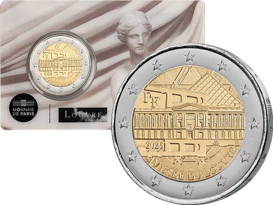 Pièce de 2 euros, France, Musée du Louvre 2025, sur la carte-monnaie Vénus de Milo