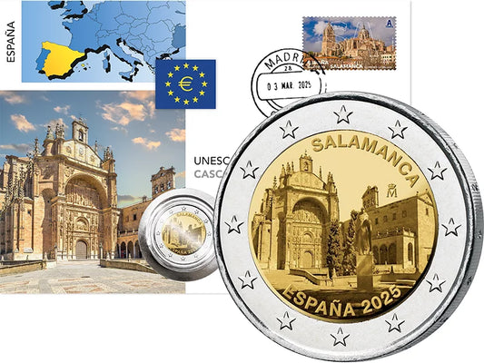 Lettre numismatique de 2 euros Espagne UNESCO Vieille ville de Salamanque 2025