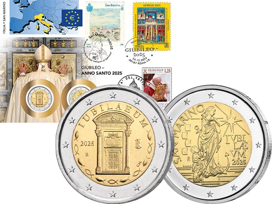 Lettre numismatique double Italie et Saint-Marin Année Sainte 2025