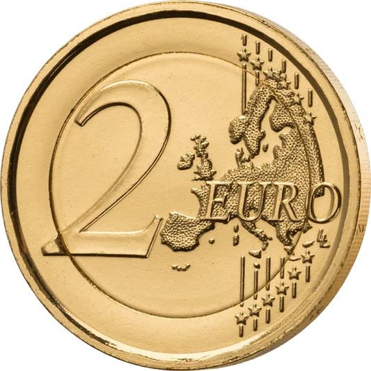 Pièce commémorative de 2 euros « Tour du monde en Italie » d'Amerigo Vespucci, édition premium entièrement plaquée or.