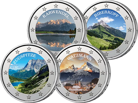 4 x 2 Euro RFA Les plus beaux panoramas alpins d'Allemagne