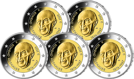 5 x 2 euros République fédérale d'Allemagne Premier chancelier - Konrad Adenauer 2026 Épreuve (A-J) sous blister