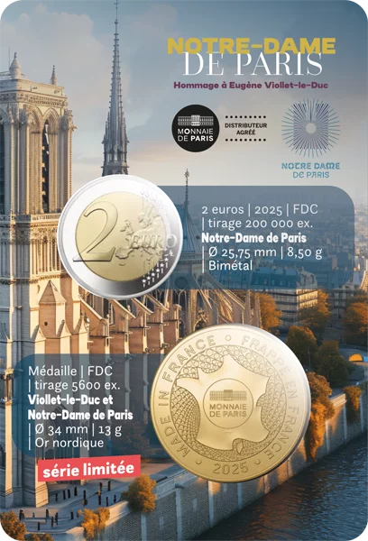 Pièce commémorative de 2 euros France Notre-Dame 2025