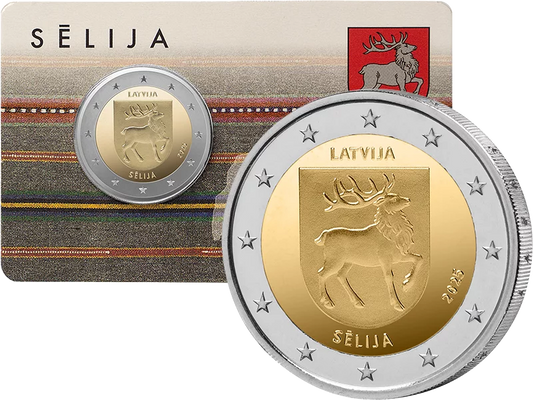 Carte de pièces de 2 euros de la région de Lettonie Selija 2025