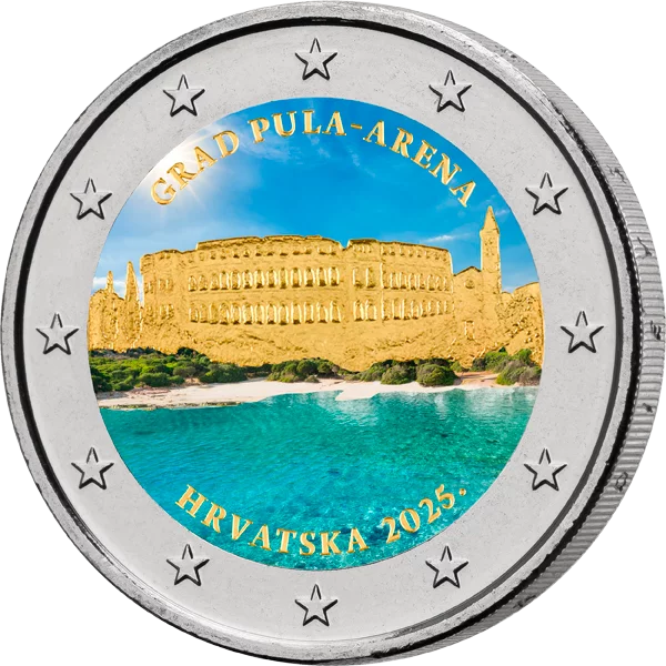 2 Euro Croatie Pula - Arena 2025 avec application couleur