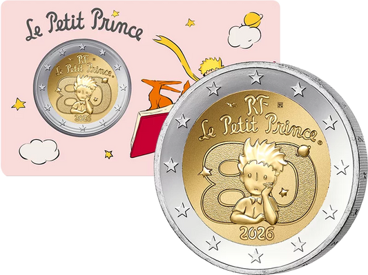Carte de 2 euros France 80 ans du Petit Prince - Livre et Renard 2026