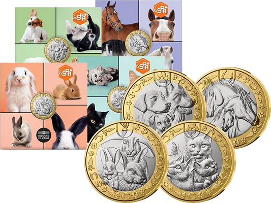 4 x 5 Euro France Animaux préférés 2025