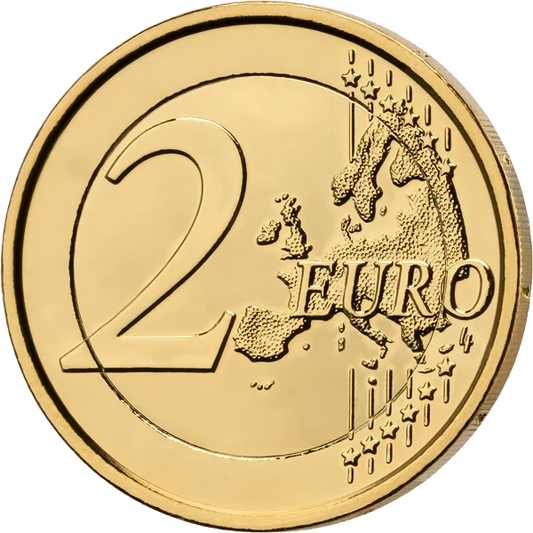 Pièce bulgare de 2 euros, Paissi par Hilandar, en édition premium entièrement plaquée or