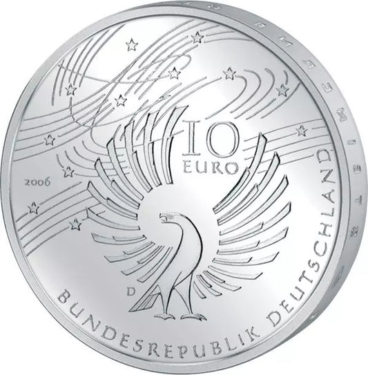 Pièce de 10 euros, Allemagne, 250e anniversaire de Wolfgang Amadeus Mozart, 2006, état neuf