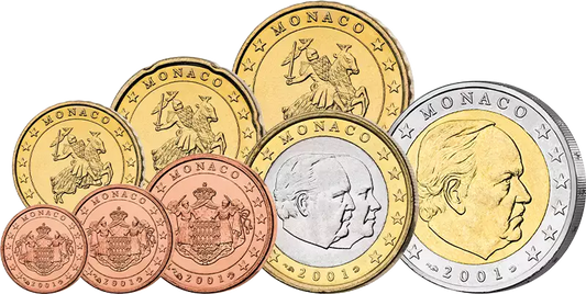 Coffret de pièces de monnaie en euros de Monaco 2001