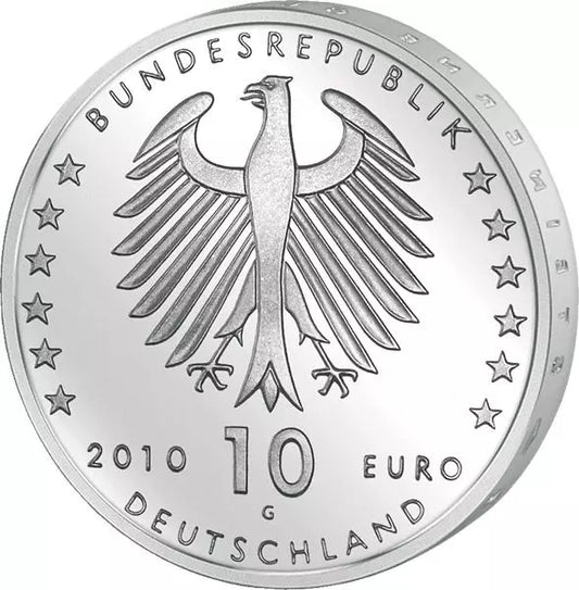 Pièce de 10 euros, République fédérale d'Allemagne, commémorant le centenaire de la naissance de Konrad Zuse, 2010, en parfait état.
