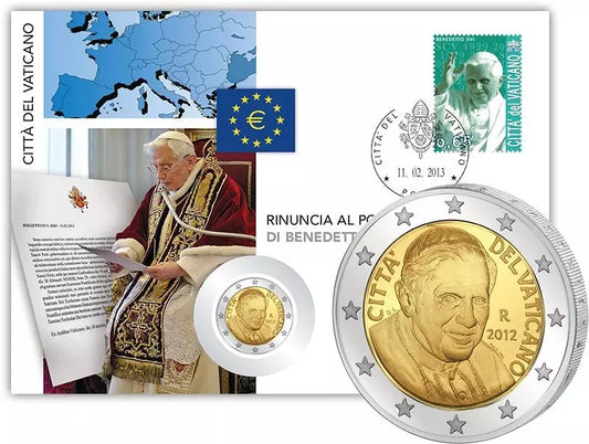 Lettre numismatique de 2 euros : Annonce du Vatican concernant la démission du pape Benoît XVI (2012)