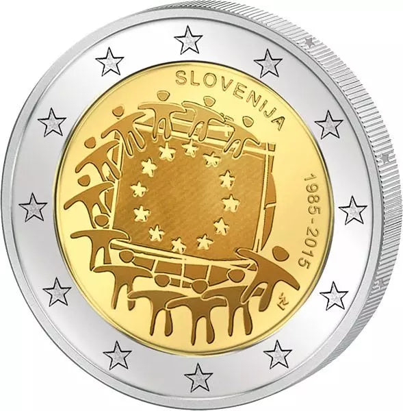 Pièce de 2 euros Slovénie 30 ans du drapeau européen Émission conjointe de tous les pays 2015 État neuf
