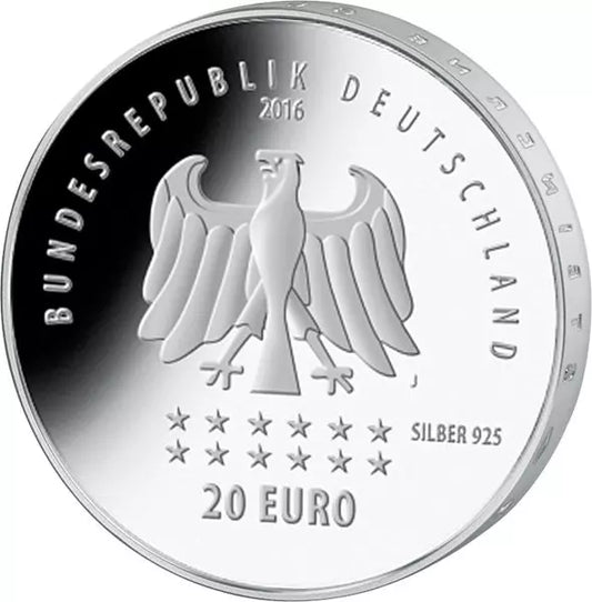 Pièce de 20 euros, République fédérale d'Allemagne, 175e anniversaire de l'hymne national allemand, 2016, état neuf