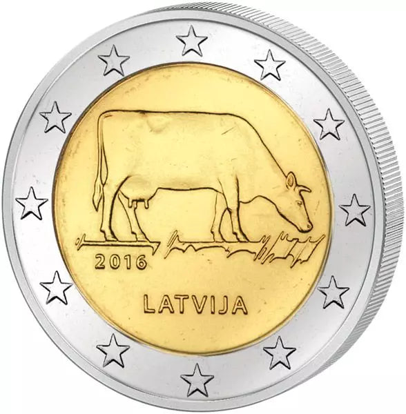 Pièce de 2 euros de Lettonie, Industrie laitière 2016, en parfait état