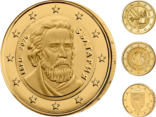 Collection : Pièces commémoratives de 2 euros en éditions premium entièrement plaquées or
