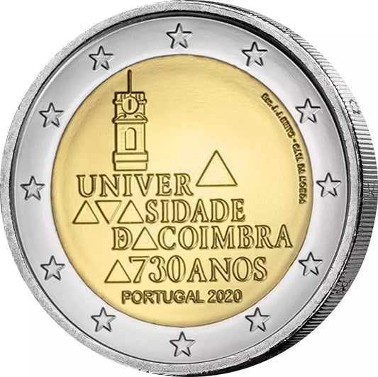 2 euros Portugal 730e anniversaire de la fondation de l'Université de Coimbra 2020