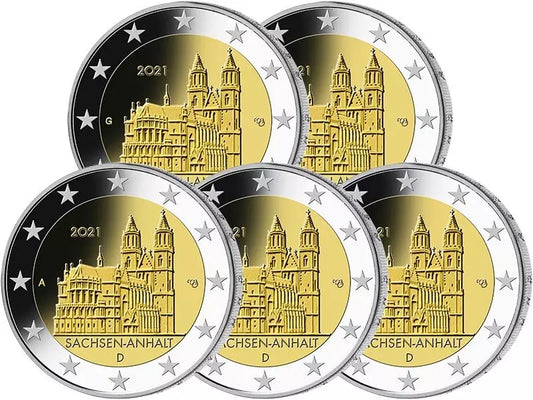 5 x 2 euros Allemagne Saxe-Anhalt Cathédrale de Magdebourg 2021