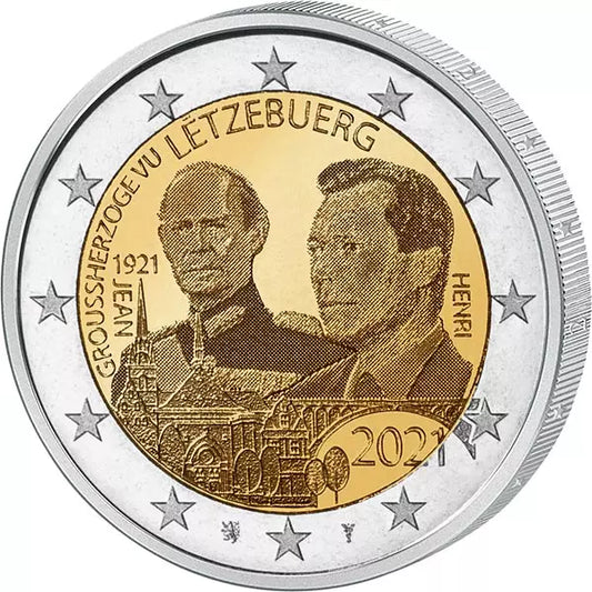 Pièce de 2 euros Luxembourg 100e anniversaire du Grand-Duc Jean Hologramme 2021