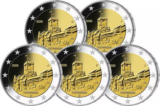 5 x 2 euros Allemagne Thuringe - Wartburg 2022