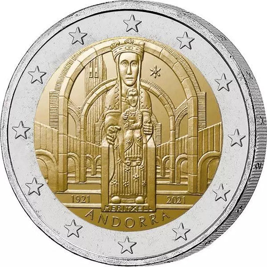 2 euros Andorre 100e anniversaire du couronnement de Notre-Dame de Meritxell 2021