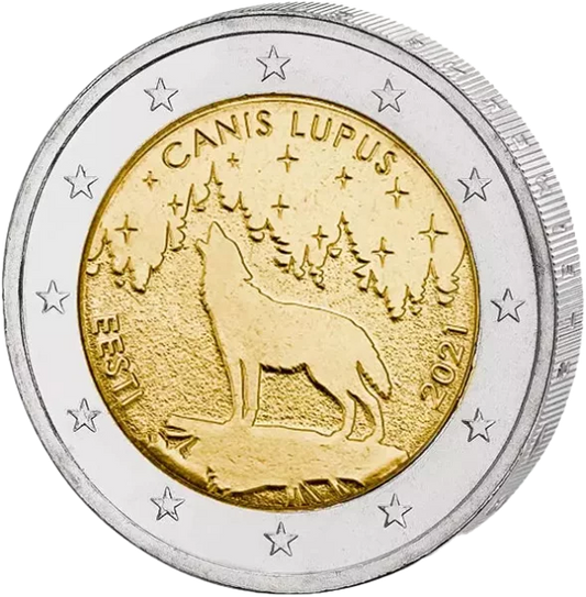 2 euros L'animal national de l'Estonie, le loup, 2021