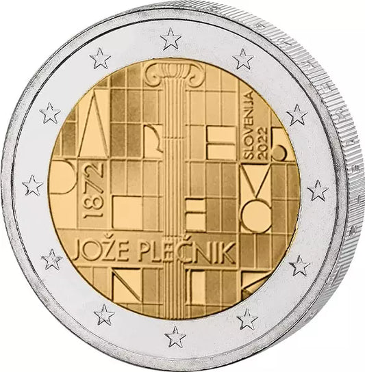 2 euros Slovénie 150e anniversaire de Joze Plecnik 2022