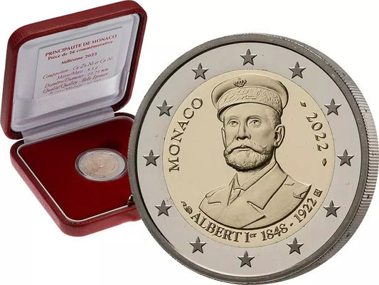 Pièce de 2 euros de Monaco commémorant le centenaire de la mort du prince Albert Ier, 2022