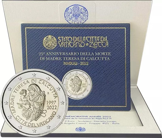 2 euros Vatican 25e anniversaire de la mort de Mère Teresa de Calcutta 2022