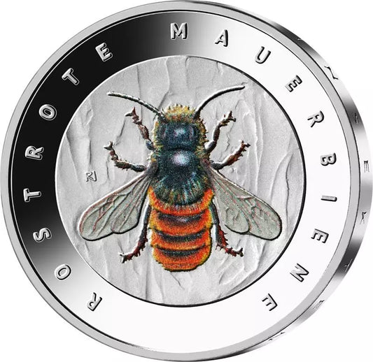 Assiette polie 5 euros BRD Wonderland Insectes - Abeille maçonne rouge 2023