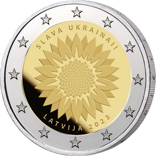 Tournesol ukrainien de Lettonie 2 euros 2023