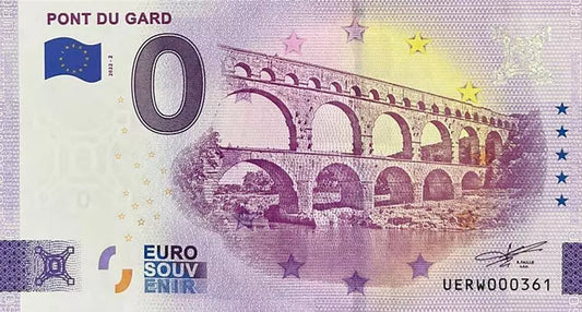 Billet de 0 euro France Pont du Gard 2022