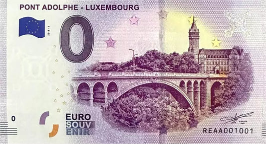 Billet de 0 euro Luxembourg Pont Adolphe 2019