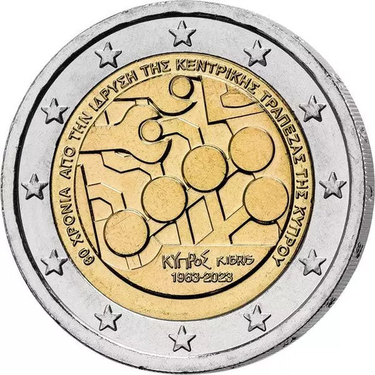 2 euros Chypre 60e anniversaire de la fondation de la Banque centrale de Chypre 2023