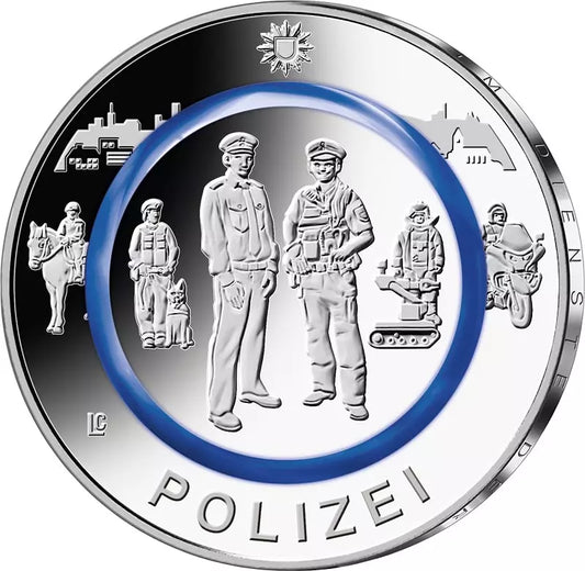 Pièce de 10 euros de la police allemande 2024, plaque polie