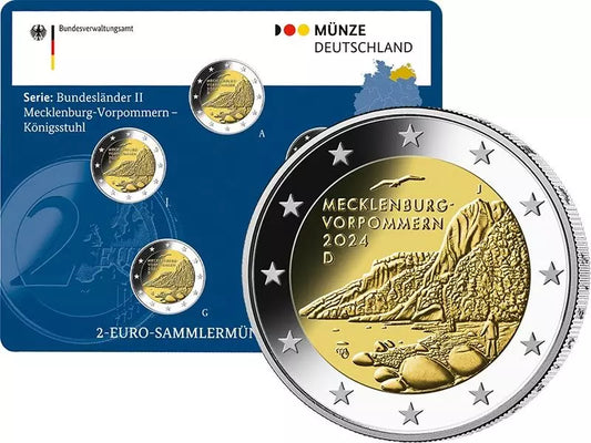 5 x 2 Euro Allemagne Mecklembourg-Poméranie-Occidentale Königsstuhl 2024 État neuf (A-J) incl. cloque
