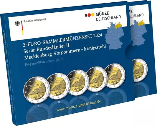 5 x 2 Euro Allemagne Mecklembourg-Poméranie-Occidentale Königsstuhl 2024 BE (A-J) incl. cloque
