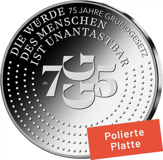 Pièce de 20 euros République fédérale d'Allemagne 75e anniversaire de la Loi fondamentale 2024 Assiette polie