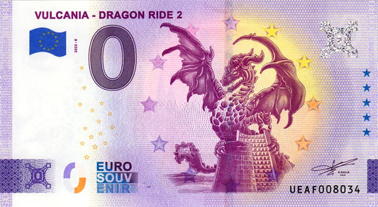 Billet de 0 euro France Vulcania Dragon Ride 2019