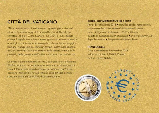 Lettre numismatique de 2 euros du Vatican, Noël 2023