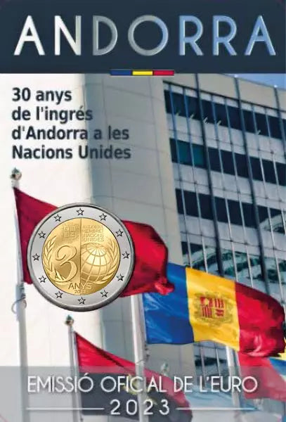 2 euros Andorre 30 ans d'adhésion à l'ONU 2023 sous blister