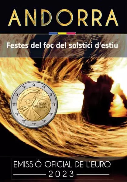 2 euros Festival du solstice d'été d'Andorre 2023 sous blister